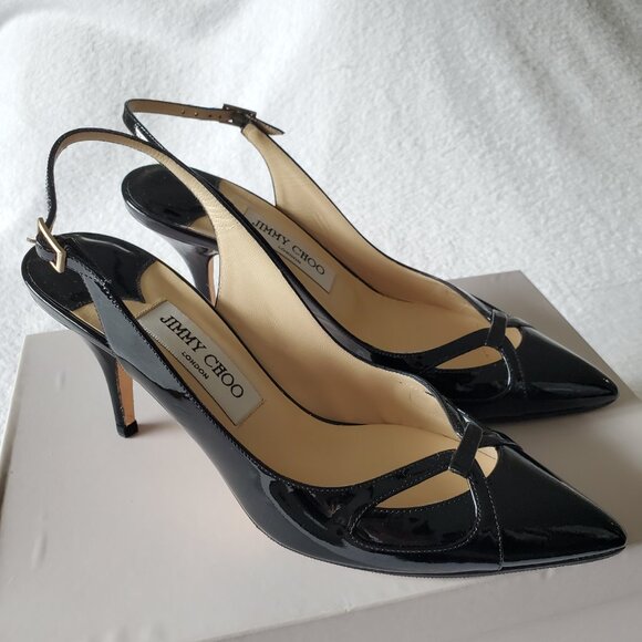 Jimmy Choo Black Patent Slingbacks - Picture 3 of 12